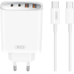 XO wall charger CE22 PD 45W 2x USB-C 2x USB white + cable USB-C - USB-C