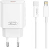 XO wall charger CE25 PD 25W 1x USB-C white + cable USB-C - Lightning