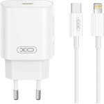 XO wall charger CE25 PD 25W 1x USB-C white + cable USB-C - Lightning