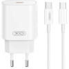 XO wall charger CE25 PD 25W 1x USB-C white + cable USB-C - USB-C