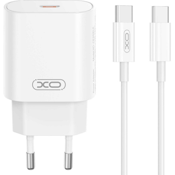 XO wall charger CE25 PD 25W 1x USB-C white + cable USB-C - USB-C