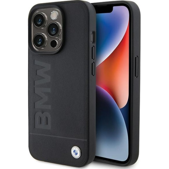 BMW case for iPhone 15 Pro Max 6,7'' BMHCP15XSLLBK black HC Leather Hot Stamp