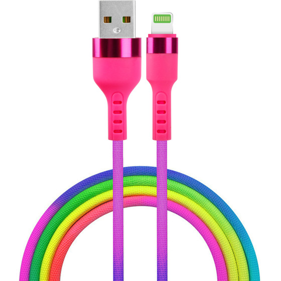 Setty USB - Lightning cable 1,2 m 2,1A KNA-L-1.22.113 rainbow