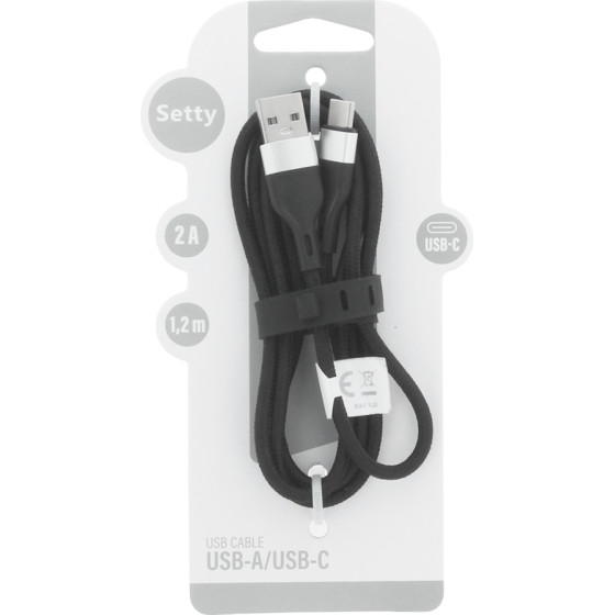 Setty USB - USB-C cable 1,2 m 2A KNA-C-1.221 black