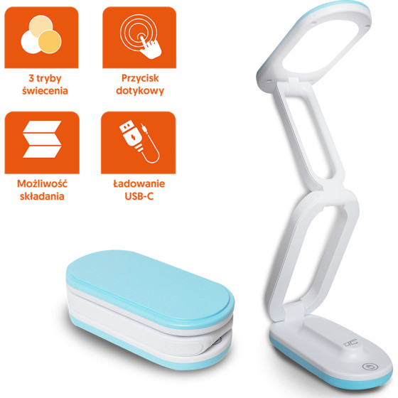 LTC Collapsable Led Desk Lamp 10W, 3000/4500/6000K, 1200mAh, blue,