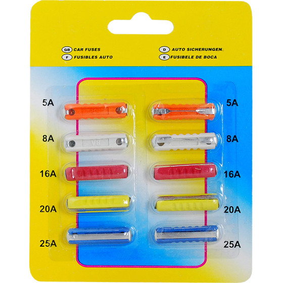 LTC Cylindrical Car Fuses 5A, 8A, 16A, 2A, 25A Set Of 10pcs.