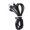 Maxlife 3in1 Cable Usb - Lightning + USB-C + Microusb 1,0 m 2,1A Black nylon