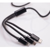 Maxlife 3in1 Cable Usb - Lightning + USB-C + Microusb 1,0 m 2,1A Black nylon