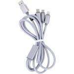 Maxlife 3in1 Cable Usb - Lightning + USB-C + Microusb 1,0 m 2,1A Grey nylon