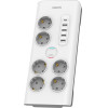 Philips Anti-Surge Power Strip Extension Cord 6 Schuko Sockets + 6xUSB-A + 1xUSB-C 2m 16A white