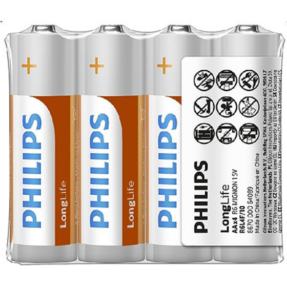 Philips Battery Aa LR6 Longlife 4pcs