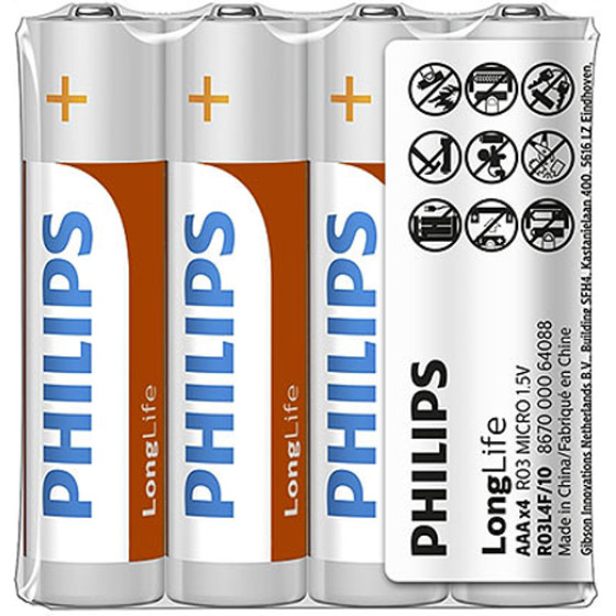 Philips Battery Aaa LR03 Longlife 4pCs Power Alkaline