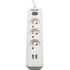 Philips Power Strip Etension Cord 3 Sockets + 2 Usb 2m 10A white