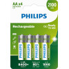 Philips Rechargable Batttery Aa Nimh 2100mAh Set Of 4pcs.
