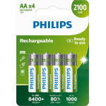 Philips Rechargable Batttery Aa Nimh 2100mAh Set Of 4pcs.