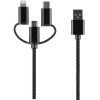 Setty 3in1 Cable Usb - Lightning + USB-C + Microusb 1,0 m 2A Black Nylon DT