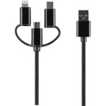Setty 3in1 Cable Usb - Lightning + USB-C + Microusb 1,0 m 2A Black Nylon DT