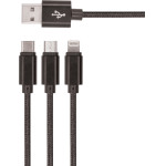Setty 3in1 Cable Usb - Lightning + USB-C + Microusb 1,0 m 2A KN3W1-01 black