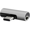 Setty Adapter USB-C - Audio Jack 3,5mm + USB-C AD-C-JC-7 sliver