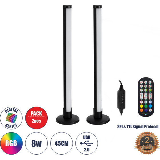 GloboStar Digicolumn ����������� ��������� �������� Led 16W 1280lm 180� Dc 5V IP20 Rgb Dimmable ����� �������� - �3 x �3 x �45cm - ��� 2 �������� - 2 ������ ������� - (90760)