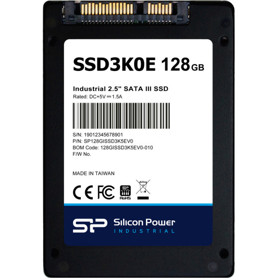 Silicon Power Industrial 2.5'' Sata Iii Ssd SSD3K0E, 128GB, 540/520MBps, 3D TLC, -20~75 �C - (SP128GISSD3K5EV0)