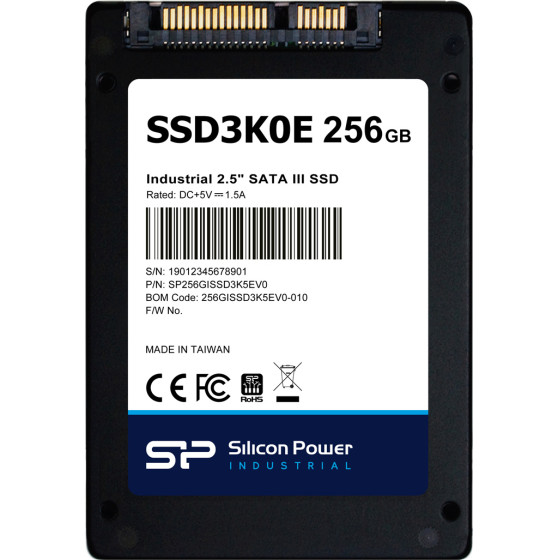 Silicon Power Industrial 2.5'' Sata Iii Ssd SSD3K0E, 256GB, 540/520MBps, 3D TLC, -20~75 �C - (SP256GISSD3K5EV0)