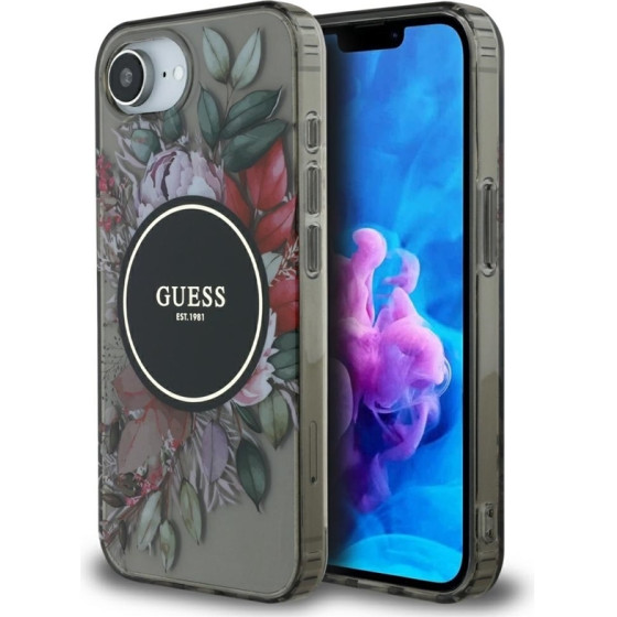 Guess Iml Flowers Magsafe - Case For Iphone 16e (black) - (GUHMPSE4HFWBRCEK)