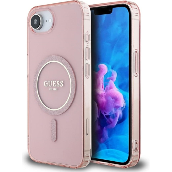 Guess Iml Glitter Circle Magsafe - Case For Iphone 16e (pink) - (GUHMPSE4HFGEREP)