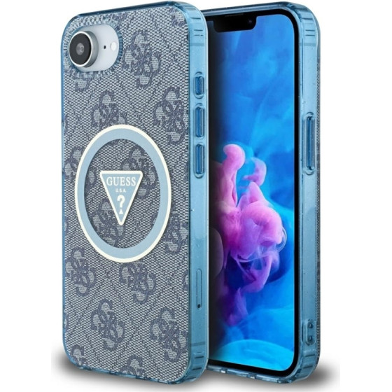 Guess Iml Metal Glitter 4G Circle Triangle Magsafe - Case For Iphone 16e (blue) - (GUHMPSE4HG4PRTGB)