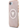 Guess Iml Metal Glitter 4G Circle Triangle Magsafe - Case For Iphone 16e (pink) - (GUHMPSE4HG4PRTGP)