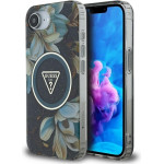 Guess Iml Metal Glitter Flowers Triangle Magsafe - Case For Iphone 16e (black) - (GUHMPSE4HFLPEDK)
