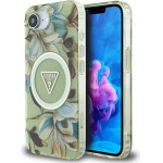 Guess Iml Metal Glitter Flowers Triangle Magsafe - Case For Iphone 16e (green) - (GUHMPSE4HFLPEDN)