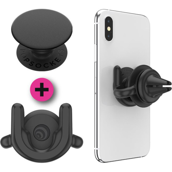 PopSockets - Popgrip + Popmount G2 Car Vent - Black - (805925)