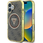 Guess Case For Iphone 16 Compatible With Magsafe GUHMP16SHG4PRtgw (Iml Metal Glitter 4G Circle Triangle) brown