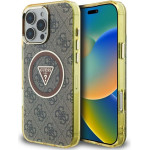 Guess Case For Iphone 16 Pro Max Compatible With Magsafe GUHMP16XHG4PRtgw (Iml Metal Glitter 4G Circle Triangle) brown