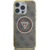 Guess Case For Iphone 16 Pro Max Compatible With Magsafe GUHMP16XHG4PRtgw (Iml Metal Glitter 4G Circle Triangle) brown