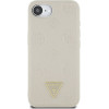 Guess Case For Iphone 16e (Se 4 2025) Compatible With Magsafe GUHMPSE4PGbtme (Grained Pu Hot Stamp Peony Triangle Logo) beige