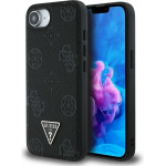 Guess Case For Iphone 16e (Se 4 2025) Compatible With Magsafe GUHMPSE4PGbtmk (Grained Pu Hot Stamp Peony Triangle Logo) black