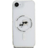 Karl Lagerfeld Case For Iphone 16e (Se 4 2025) Compatible With Magsafe KLHMPSE4HLskch (Iml Metal Kc Heads) white