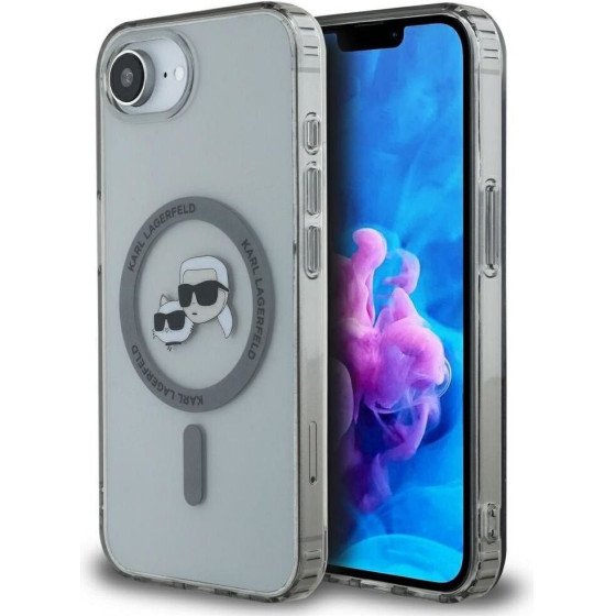 Karl Lagerfeld Case For Iphone 16e (Se 4 2025) Compatible With Magsafe KLHMPSE4HLskck (Iml Metal Kc Heads) black