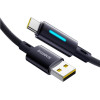 Baseus Lit Button-Control Fast Charging Data Cable USB-A To USB-C 100W 1m Cosmic Black