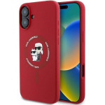 Karl Lagerfeld Case For Iphone 16 Compatible With Magsafe KLHMP16SScmkcrhr (Silicone Kc Body Ring) red