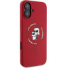 Karl Lagerfeld Case For Iphone 16 Compatible With Magsafe KLHMP16SScmkcrhr (Silicone Kc Body Ring) red