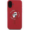 Karl Lagerfeld Case For Iphone 16 Compatible With Magsafe KLHMP16SScmkcrhr (Silicone Kc Body Ring) red