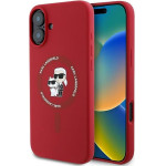 Karl Lagerfeld Case For Iphone 16 Plus Compatible With Magsafe KLHMP16MScmkcrhr (Silicone Kc Body Ring) red