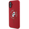 Karl Lagerfeld Case For Iphone 16 Plus Compatible With Magsafe KLHMP16MScmkcrhr (Silicone Kc Body Ring) red