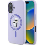 Karl Lagerfeld Case For Iphone 16 Plus Compatible With Magsafe KLHMP16MScmkcrhu (Silicone Kc Body Ring) purple