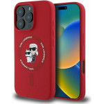 Karl Lagerfeld Case For Iphone 16 Pro Compatible With Magsafe KLHMP16LScmkcrhr (Silicone Kc Body Ring) red