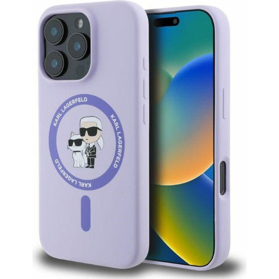 Karl Lagerfeld Case For Iphone 16 Pro Max Compatible With Magsafe KLHMP16XScmkcrhu (Silicone Kc Body Ring) purple