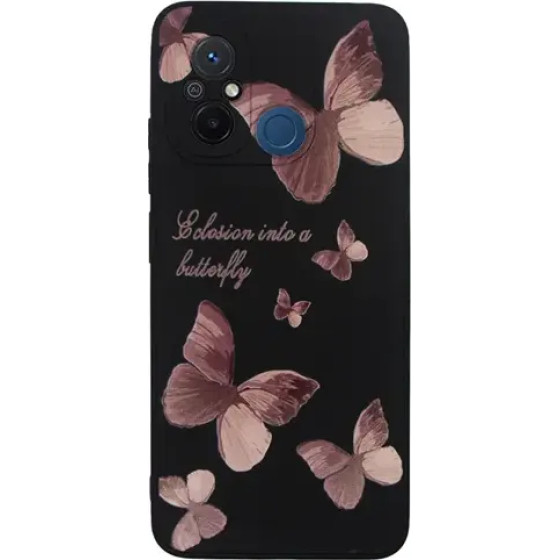 Vivid Silicone Case Xiaomi Redmi 12C Butterfly Black/Pink - (CS-BTF-2403011)
